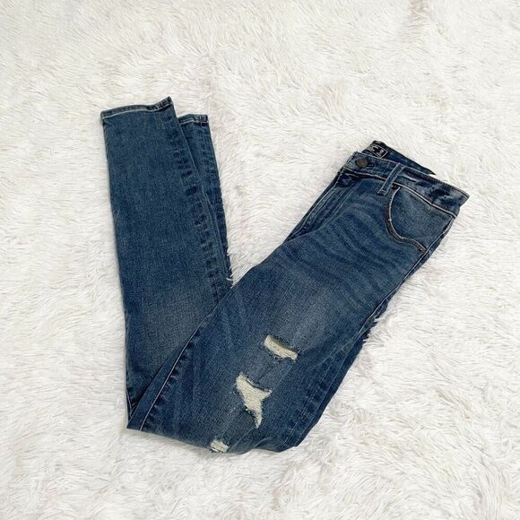 Abercrombie & Fitch Simon High Rise Super Skinny Ripped Jeans in Blue Size 26/2 - Picture 1 of 11
